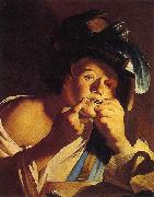 Dirck van Baburen Man Playing a Jew s Harp oil on canvas